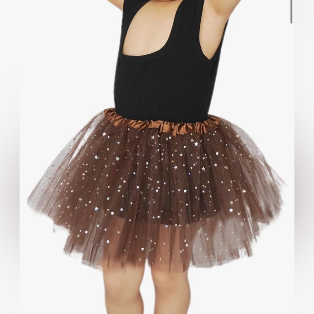Girls Stars Sequins Tutu Skirt Princess Ballet Dance Tutu 3 Layered